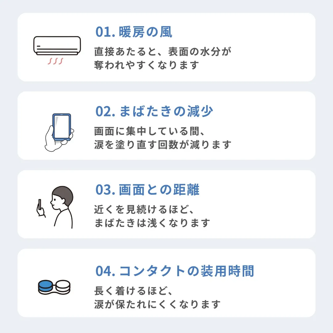 暖房をつけた日から、眼が乾く。